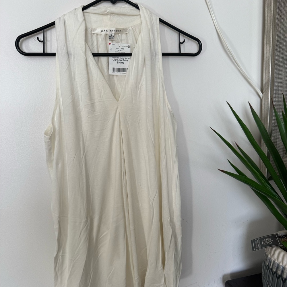 Max Studio Cream Sleeveless Tank Top